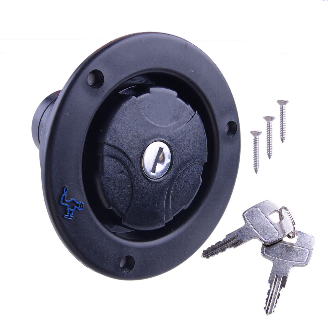 Round Black Gravity Fresh Water Fill Hatch Inlet For RV Trailer Camper A4
