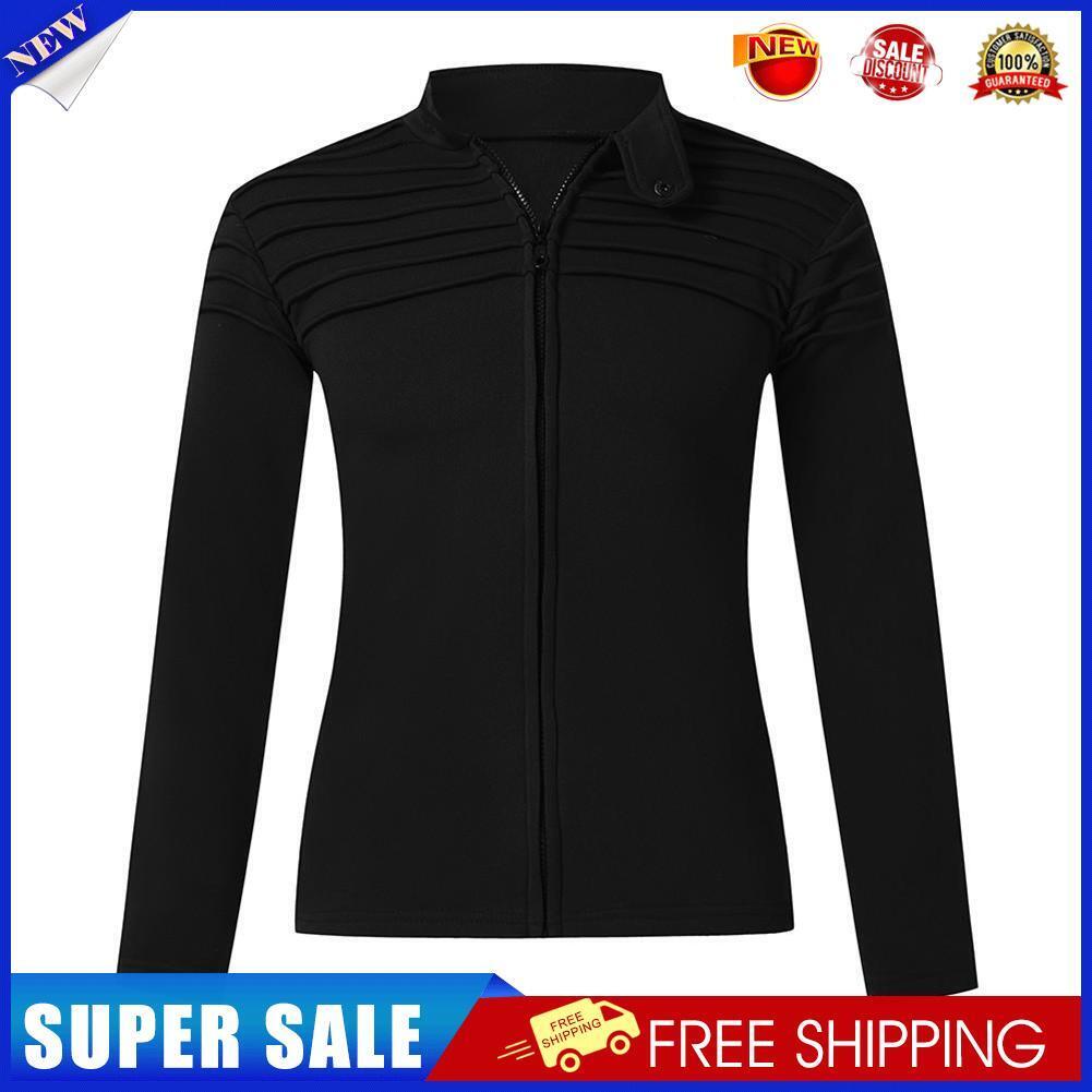 Men Fashion Autumn Winter Long-Sleeves Cardigan Zipper Tops (Black XL)