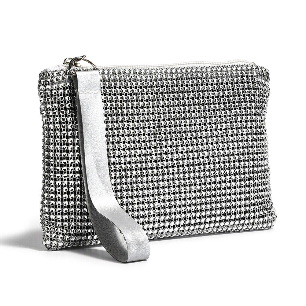 Fashion Women Rhinestone Wallet Wristlet Bag Ladies Glitter Pouch Purse