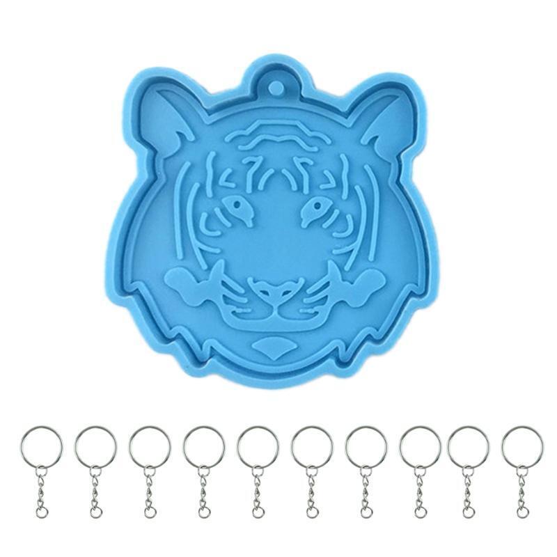 Tiger Pendant Big Earrings Silicone Mould DIY Epoxy Craft Keychain Jewelry Mold