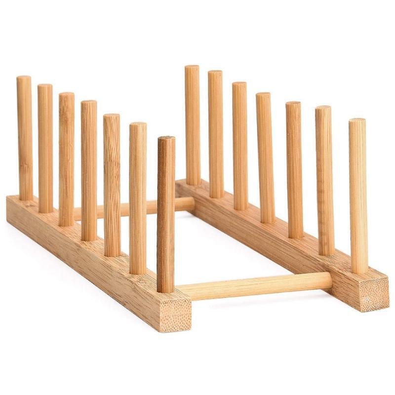 Wood Bamboo Vinyl Record Storage Holder Display Stand Dish Plate Drying Rack