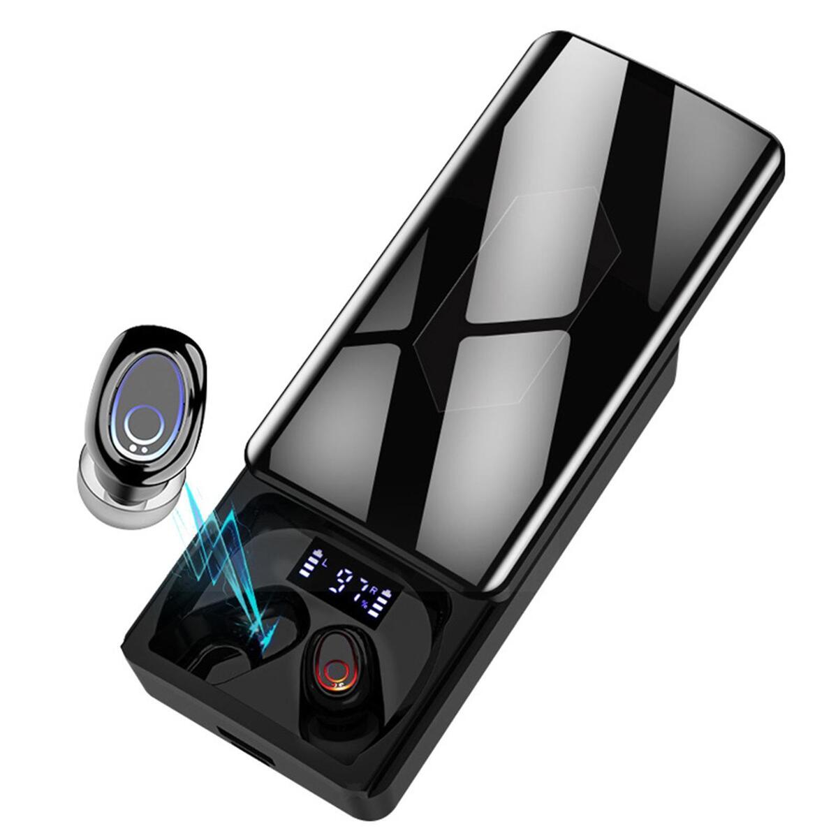 Wireless Earbuds w/ Power Bank Mini IPX7 in-Ear Earphones Noise Cancelling