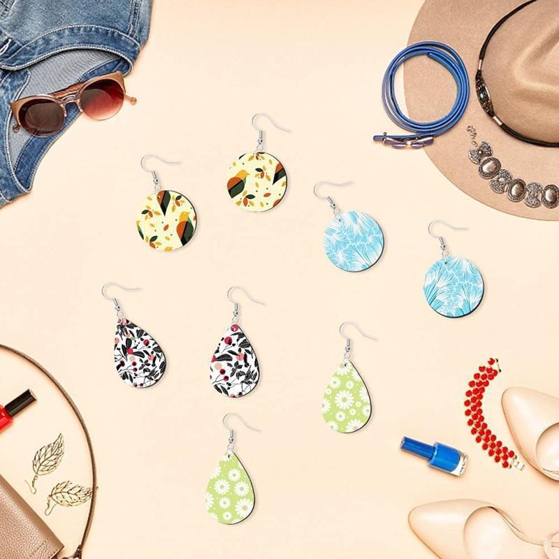 Assorted Shapes Unfinished Wood Teardrop Earring Pendants for Diy Jewelry Crafts