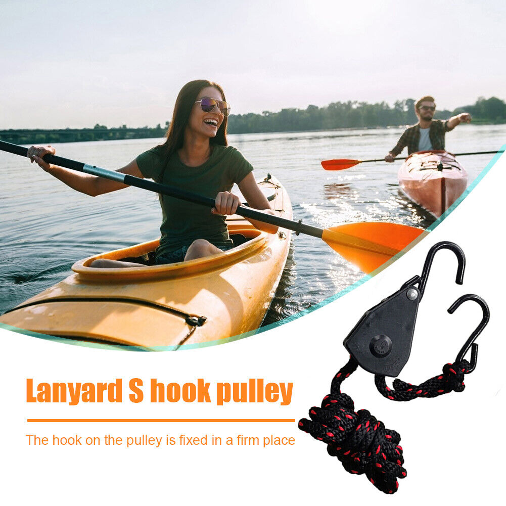 Adjustable Hanging Lanyard Tent Lamp Lifting Pulley Hook (3/8 inch Metal)