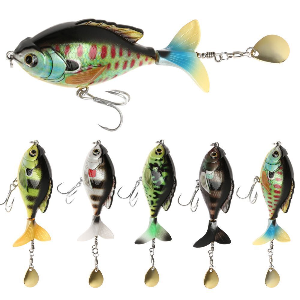 Segment Soft Rotating Tail VMC Hooks Fish Bait Rotate Tail Fishing Lure Popper