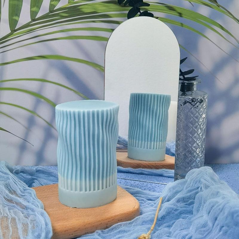 Twisted Cylinder Candle Mold for Candle Making,Food Grade Silicone Clear Texture
