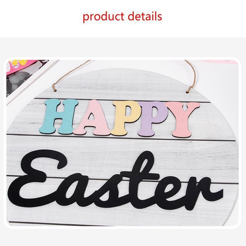Happy Easter Wooden Hanging Sign Rustic Front Door Hanger Festival Wall Decor