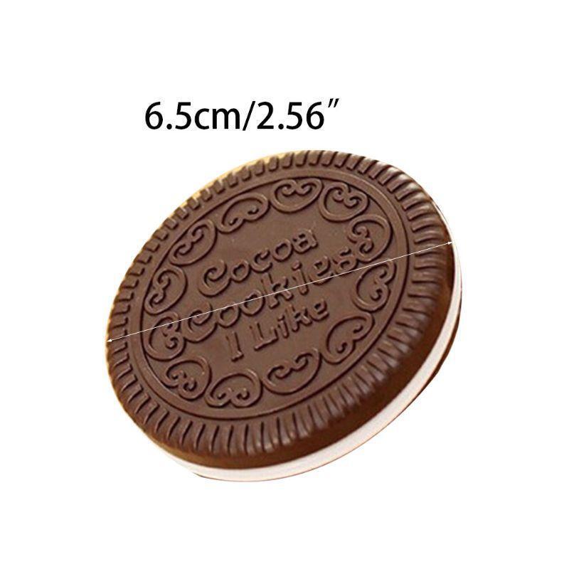 Women Girls Chocolate Cookie Mini Pocket Mirror With Comb Princess Portable