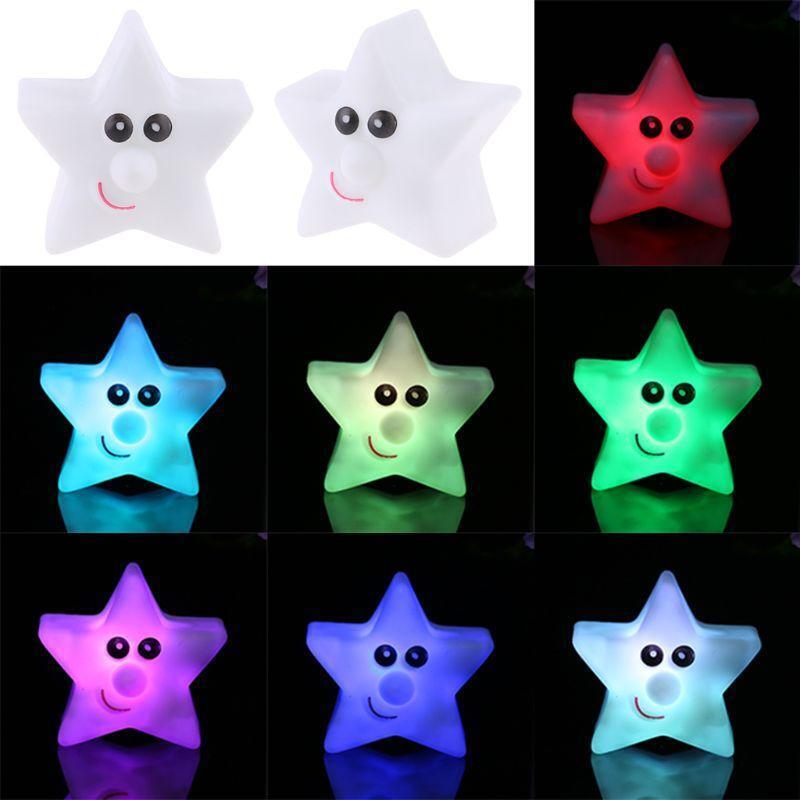 Cute Shiny Star 7Color Changing LED Lamp Night Light Party Decor Kids Gift