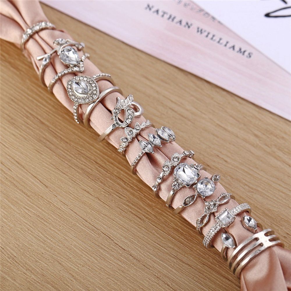 Fashion Jewelry Women Hollow Heart Boho Finger Ring Leaves Flower Rings Set