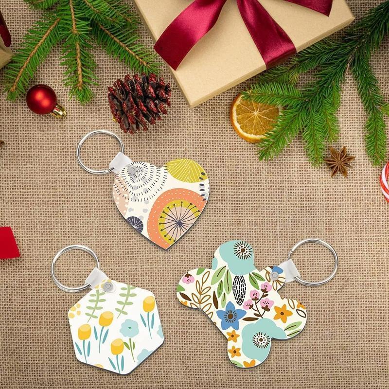 Pack of 15pcs Sublimation Blank Keychains Set - DIY MDF Keychains Kit Bag Tag