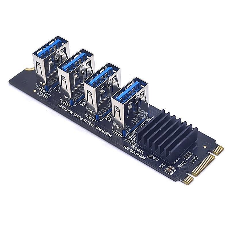 1 to 4 PCIE to M.2 NVME Expansion Adapter Card for BTC Minner Desktp PC Windows