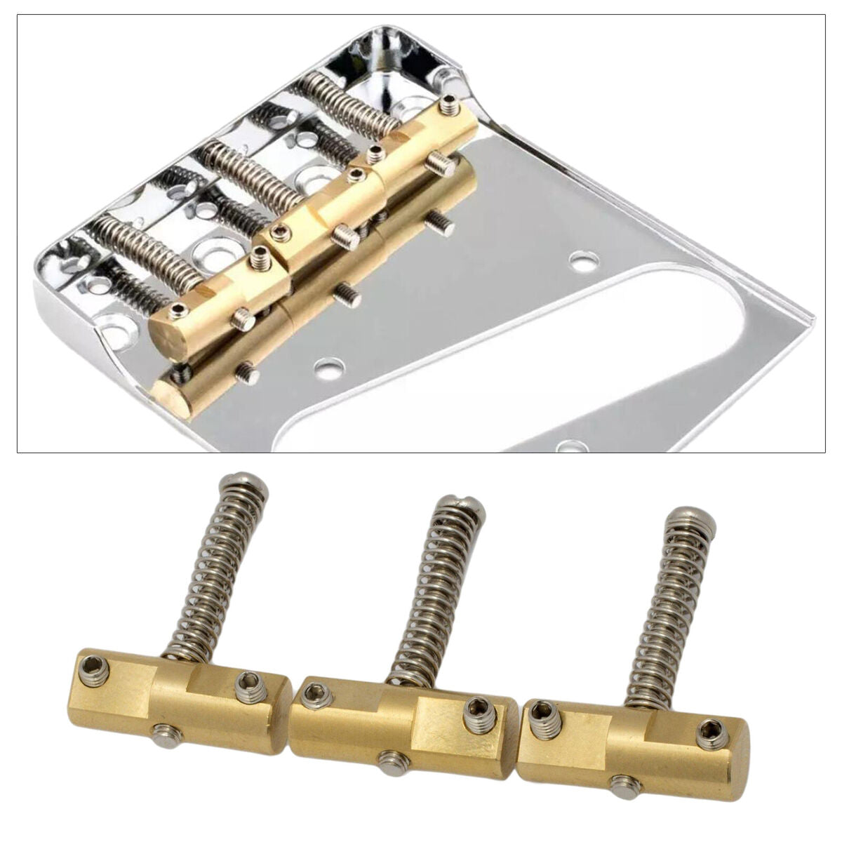 Set of 3   Brass Fixed Guitar Bridge Saddles for   6 Strings