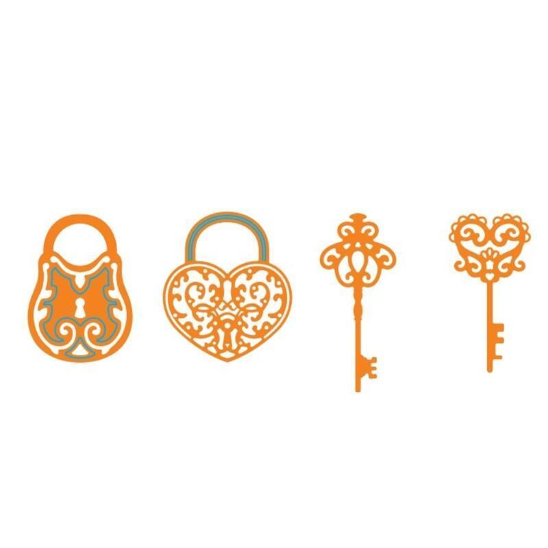 Key Lock Metal Cutting Dies Stencil DIY Scrapbooking Album Paper Card Template