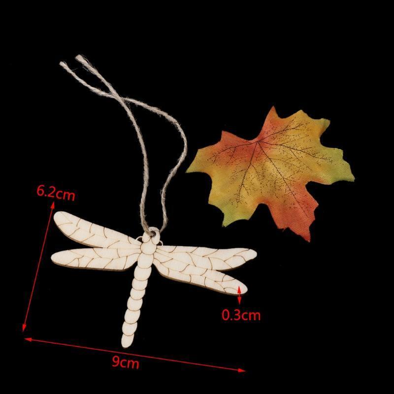 10PCS Dragonfly Easter Wooden Cute Pendant Wall Door Home Party Hanging Ornament