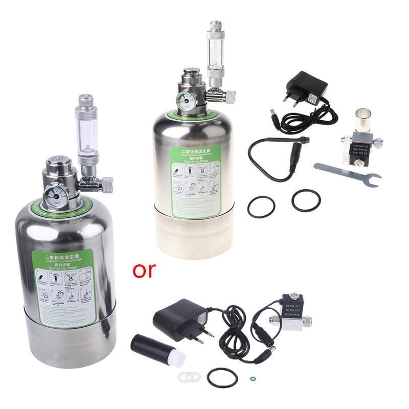 Aquarium DIY CO2 Generator System Stainless Steel Bottle Tools Pressure Gauge