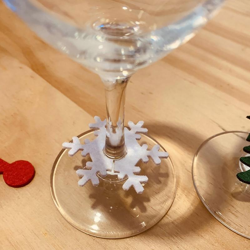 Felt Christmas Cup Decoration Wine Glass Ring Ornaments Pendant Set of 9