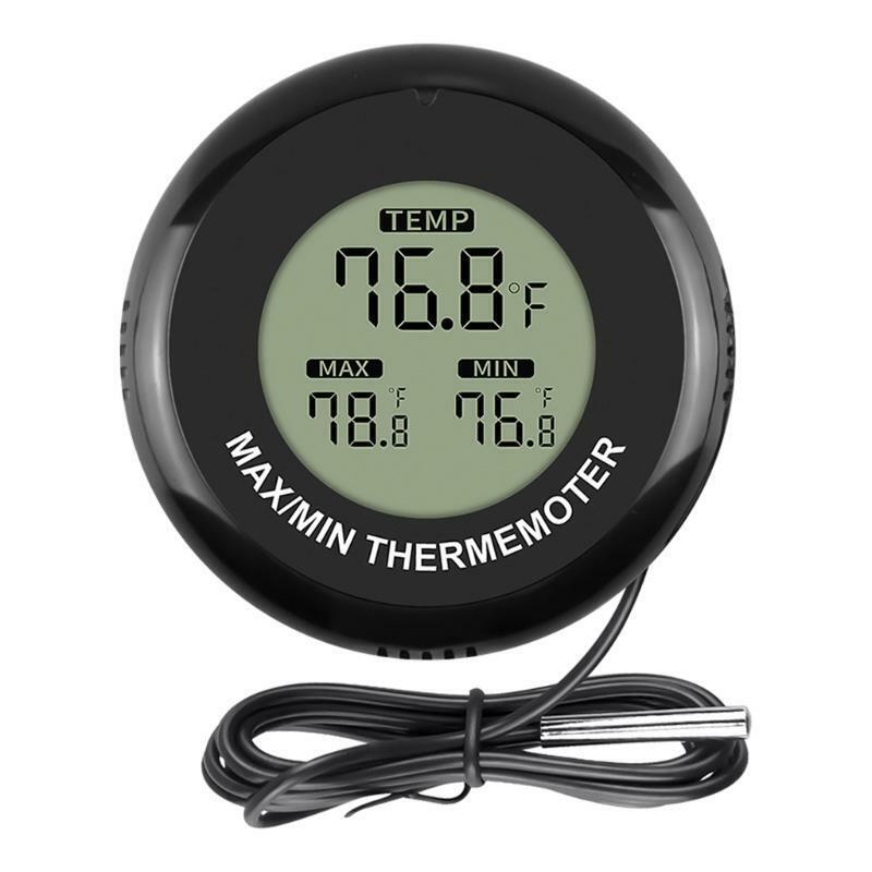 Max Min Record Round Thermometer with Sensor for Aquarium Fish Tank Reptile Box