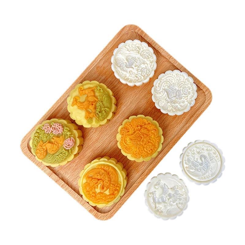100g Plastic Material Mooncake Moulds DIY Mooncake Stamps Cartoon Animals Shaped