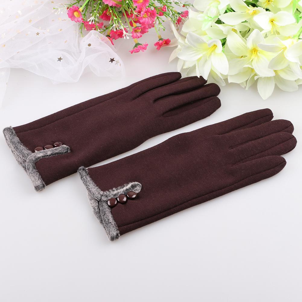 Fashion Women Screen Touch Guantes Winter Warm Casual Fleece Gloves (Coffee