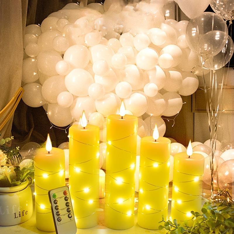 Set of 5 Battery Candles Flameless Candles LED Candle Paraffin Material for Room