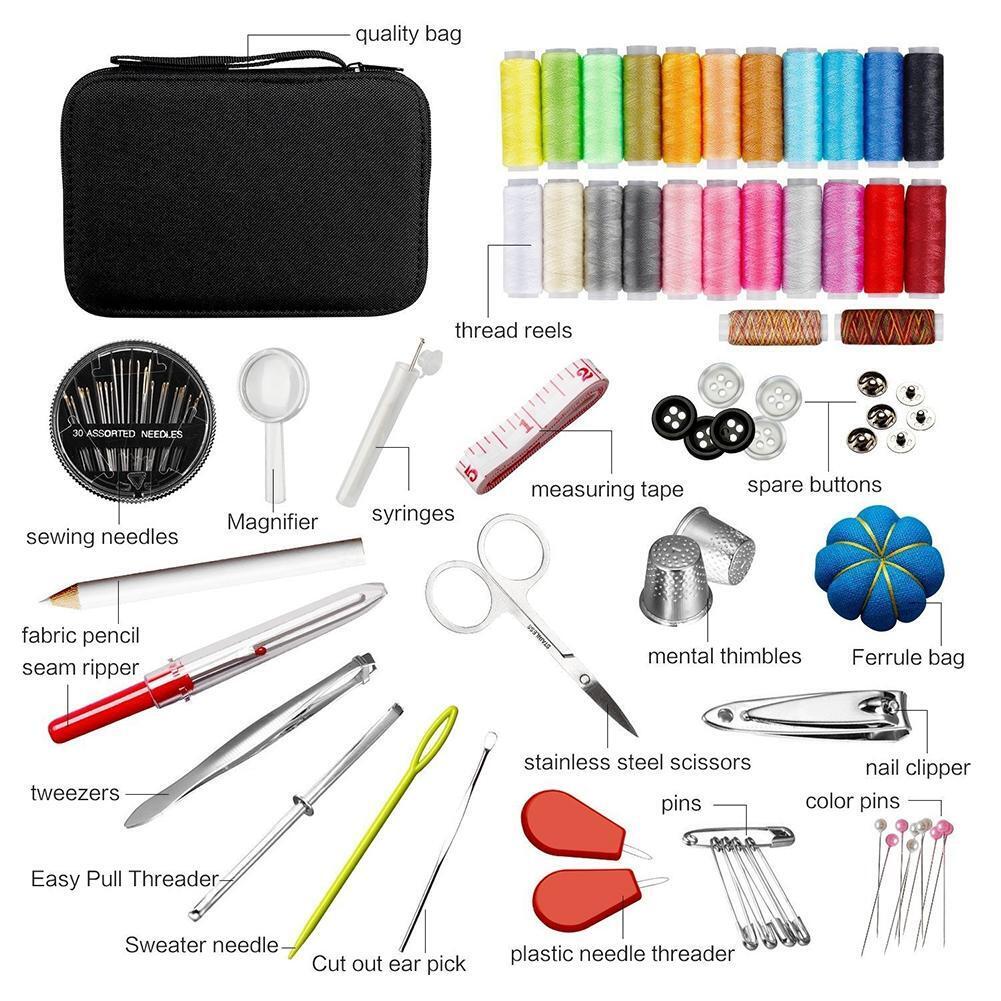 98pcs Multi-function Sewing Box Kit Set Needles for Hand Quilting Stitching