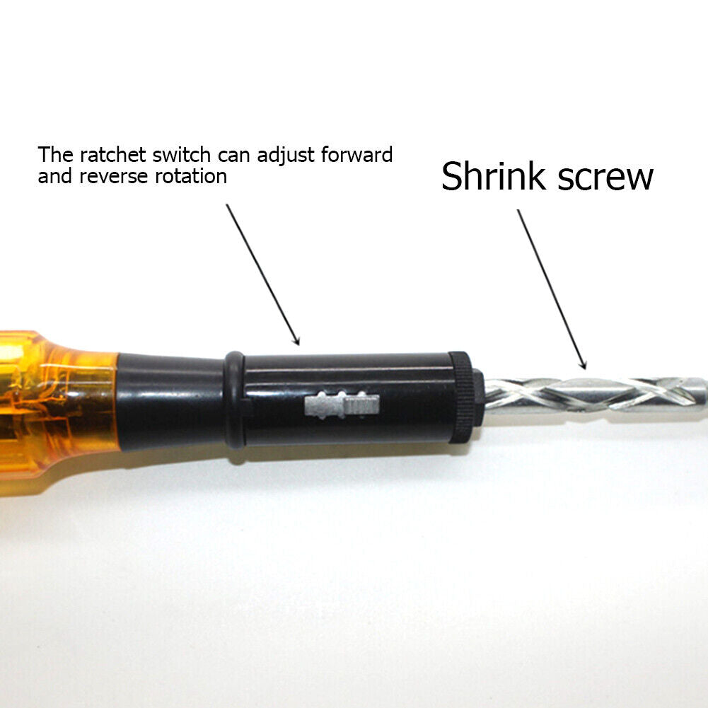 Push Pull Ratchet Screwdriver Set 6 in 1 Press Type Semi-automatic (Brown)
