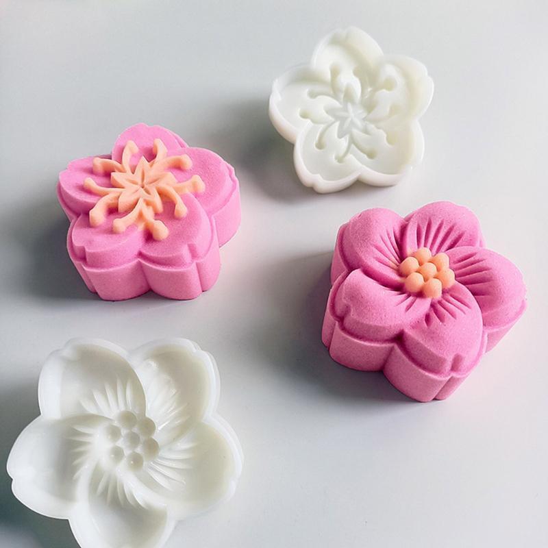 Baking Decorating Mooncake Mould With 4 Pcs Flower Mode Pattern Bath Bombs Gift
