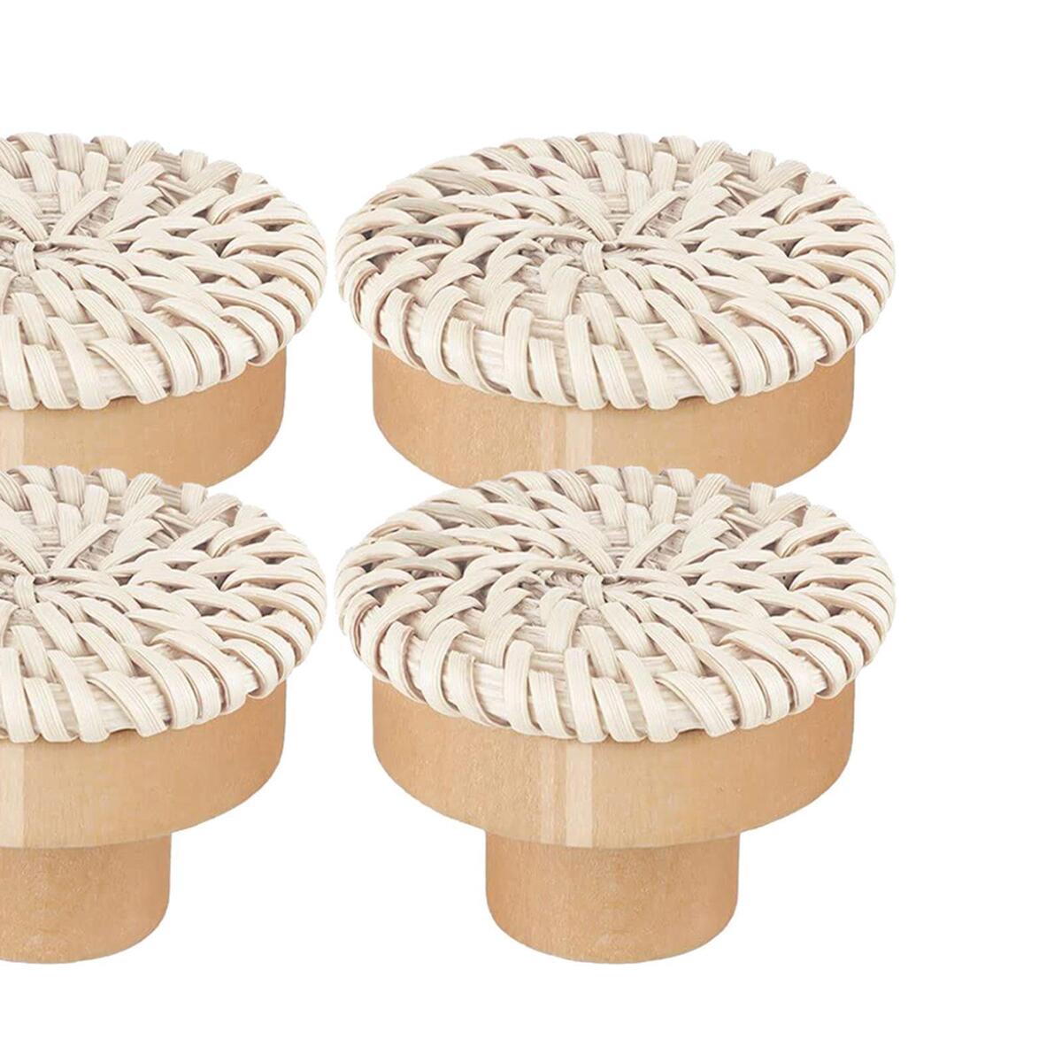 Boho Rattan Dresser Knobs Wooden Rattan Drawer Knobs for Dresser Home Door
