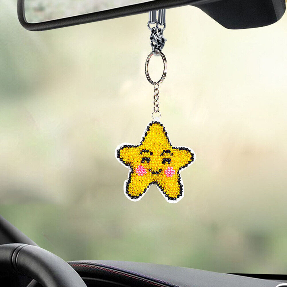 DIY Bead Embroidery Key Chain Cross Stitch Star Car Bag Pendant Handicraft