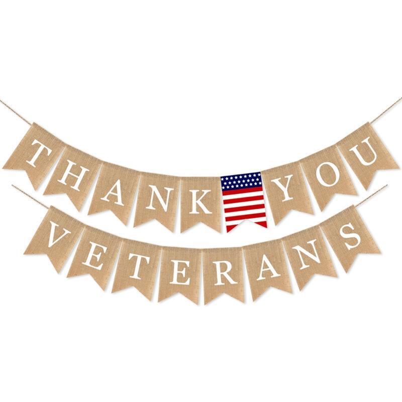 Garland Flag Veterans Day Garland Banner for Fireplace Hanging Party Supplies