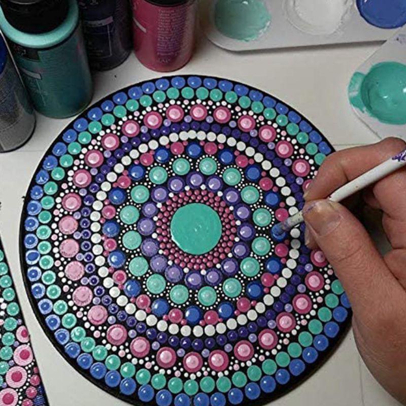 8pcs Black Round Cardboard Mandala Painting Paper DIY Cardboards Art Supplies