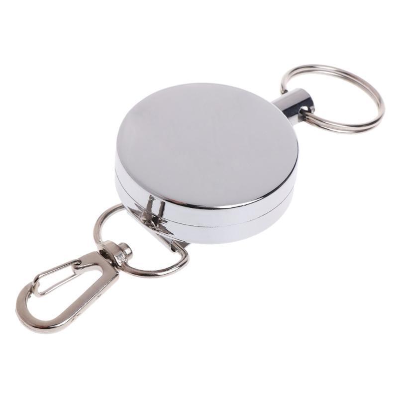 Fishing Zinger Retractor Key Ring Reel Holder Retractable Steel Cable Full Metal