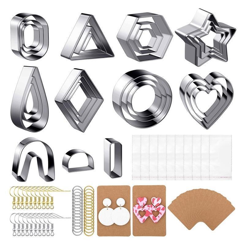 127 Pcs Polymer Clay Cutters Earring Cutters DIY Jewelry Making Art Crafts