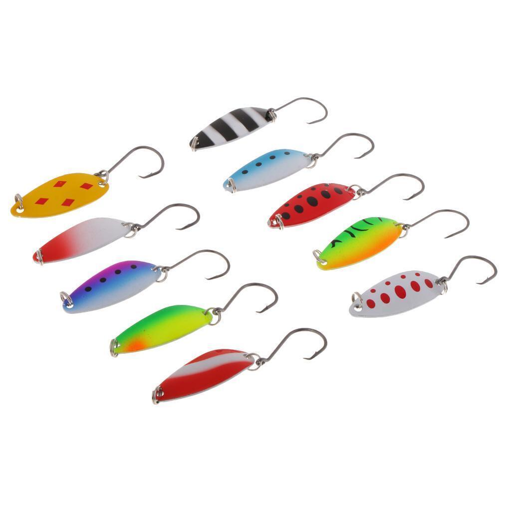 10pcs Spinners Spoon Fishing Bait Bass Trout for Trolled Cast Drifted Jigged