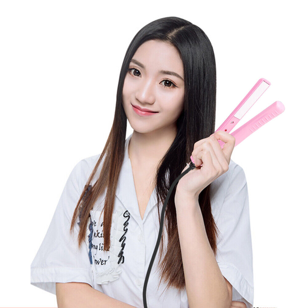 2 in 1 Crimper Mini Hair Straightener Curler Flat Iron Styling Tool (Red)