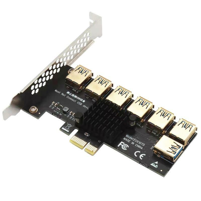 Add On PCI-Express Riser Card PCI-E 1X to 7 External 16X USB3.0 PCI-e Adapter