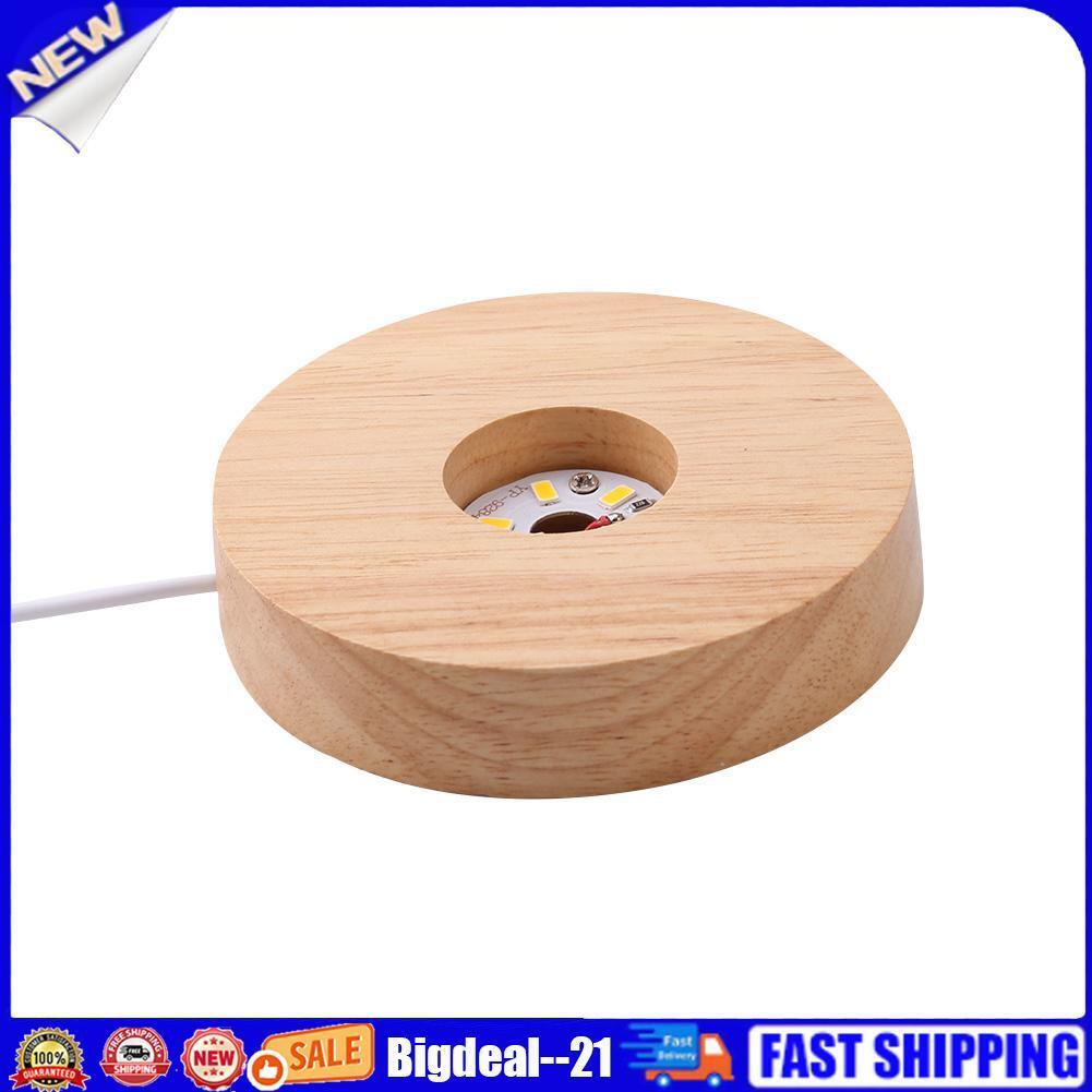 USB Socket Switch Control Wood Light Base Display Stand Lamp Holder Base