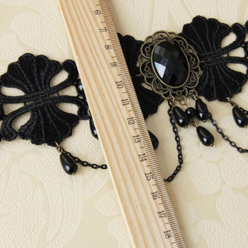 Black Lace Gothic Statement Choker Collar Necklace Victorian Lolita Choker
