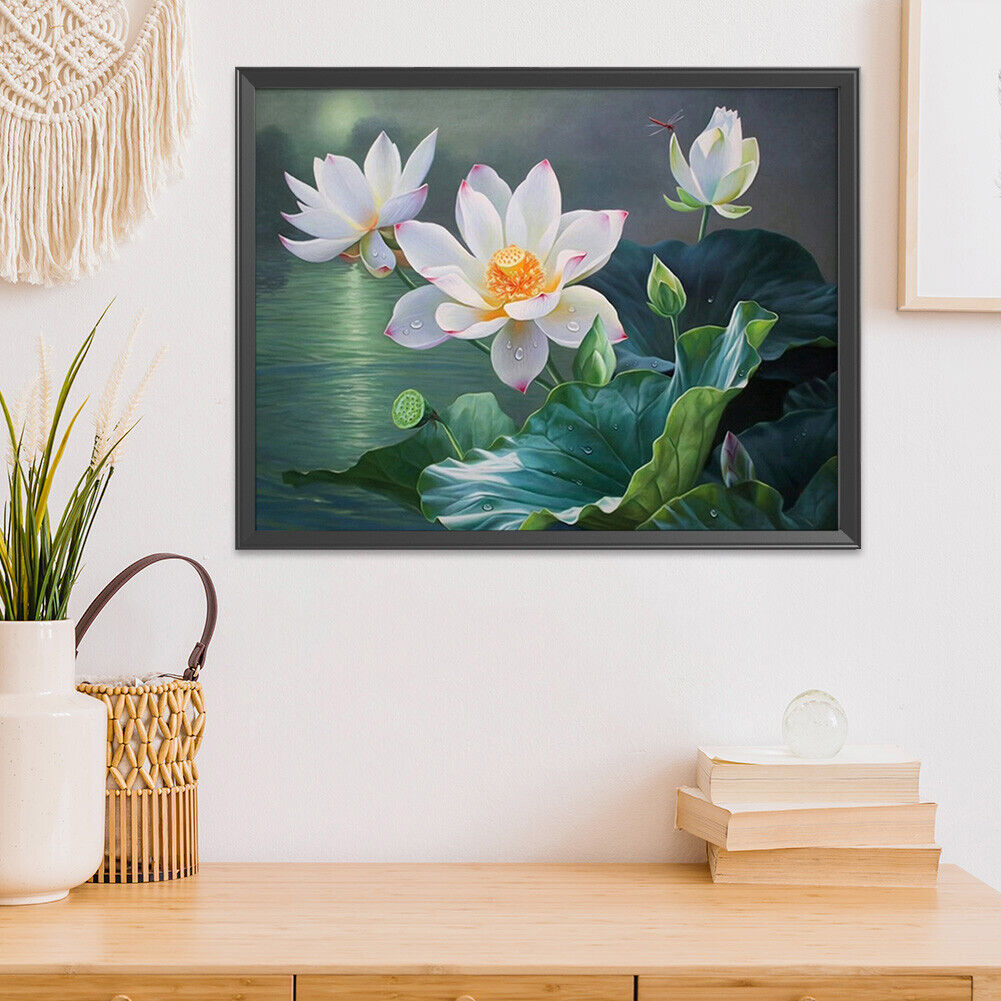 50x40cm DIY Cross Stitch Kit Lotus Flower Stamped 11CT Needlework (JL187 A)