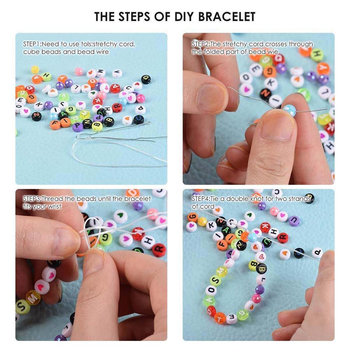 7122x Glass Beads Spacer Jewelry Making Kit Alphabet Letter Wire Gifts