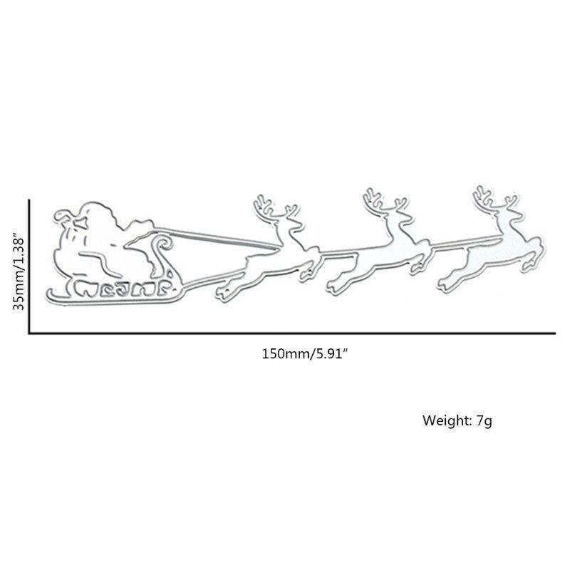 Merry Christmas Metal Cutting Die Deer Sleigh Die Cuts Embossing Mould Template