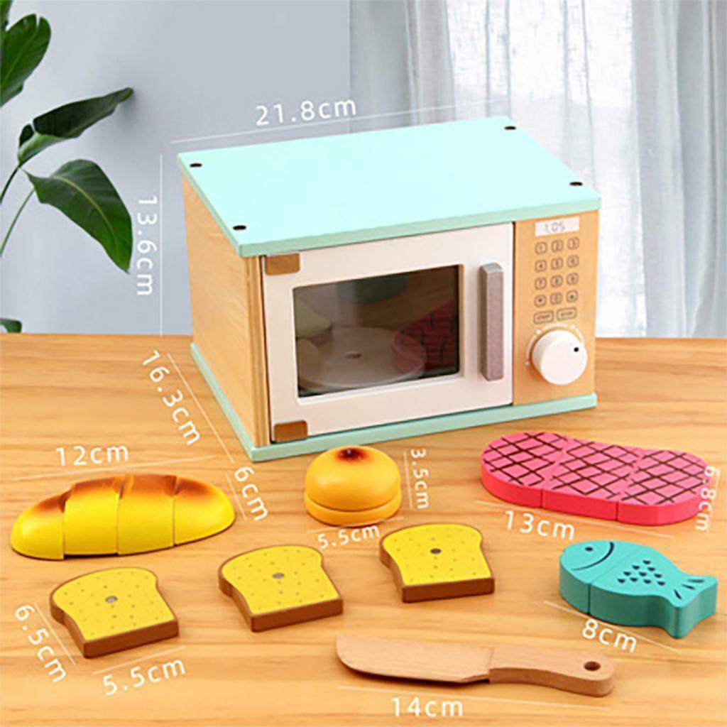 Wooden Microwave  Pretend Cook Utensils Mini Cookware Birthday Gift