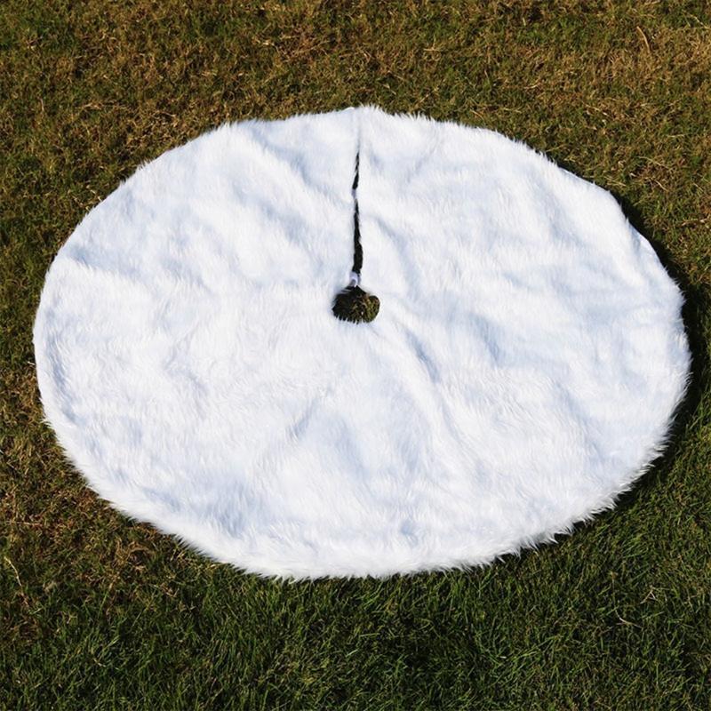 30.7 Inches Christmas Tree Skirt White Luxury Faux Fur Tree Ornaments Decoration
