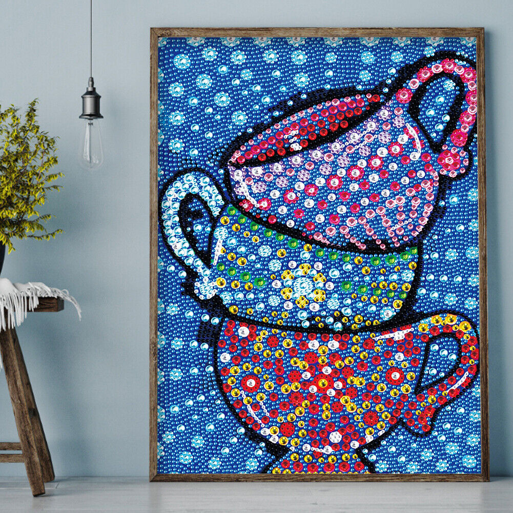 5D Diamond Painting Crystal Cup Round Partial Art Picture Rhinestone Decor