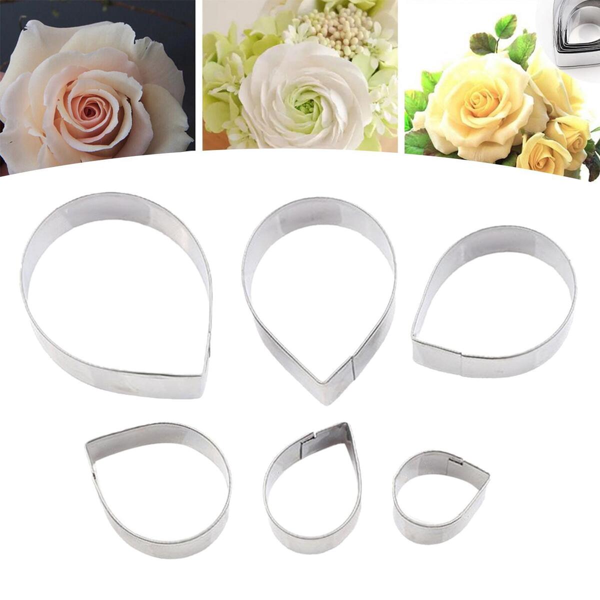 6Pcs Stainless Steel Polymer Clay Cutters Rose Flower Petal DIY for Designer