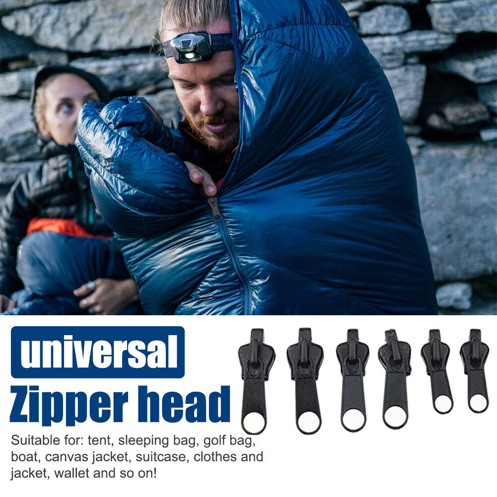 6pcs Zipper Slider for Tent Clothes Sleeping Bag Zip Replacement (Black)