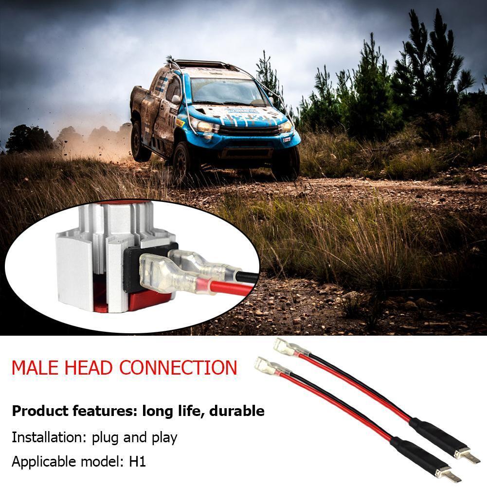 2x H1 LED Headlight Wiring Harness Male Plug Single Diode Converter Cables 