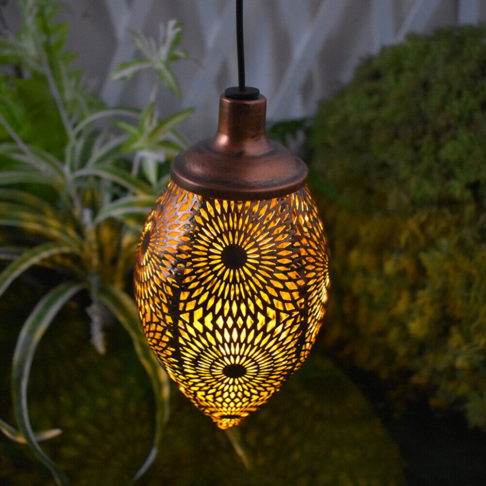 Wrought Iron Solar Light Chandelier Waterproof Garden Lawn Projection Lamps