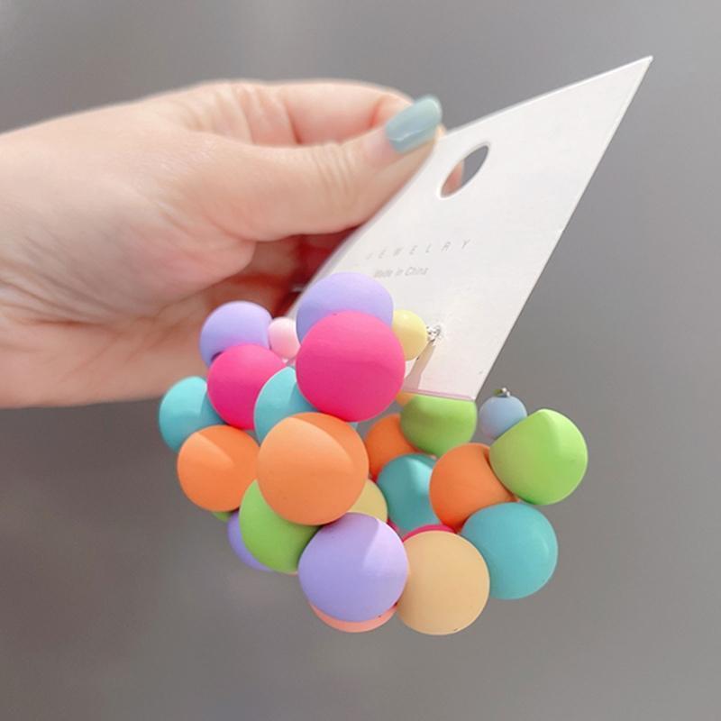 Women Colorful C-Shaped Earrings Hoop Summer Wedding Party Jewelry Present